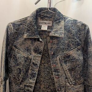 RARE Issey Miyake floral pattern denim jacket, sz 2 (XS)